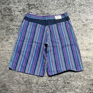 Vintage 80s 90s Whooo's Shorts Mens 34 Vertical Striped Funky Hip-Hop Baggy